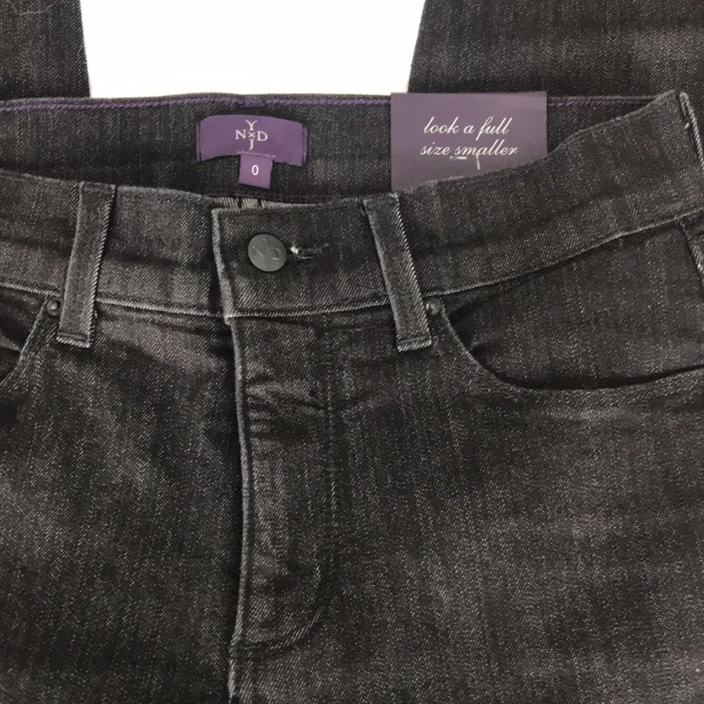 NYDJ Slim Ankle Jeans Black Denim Size 0 Made in USA